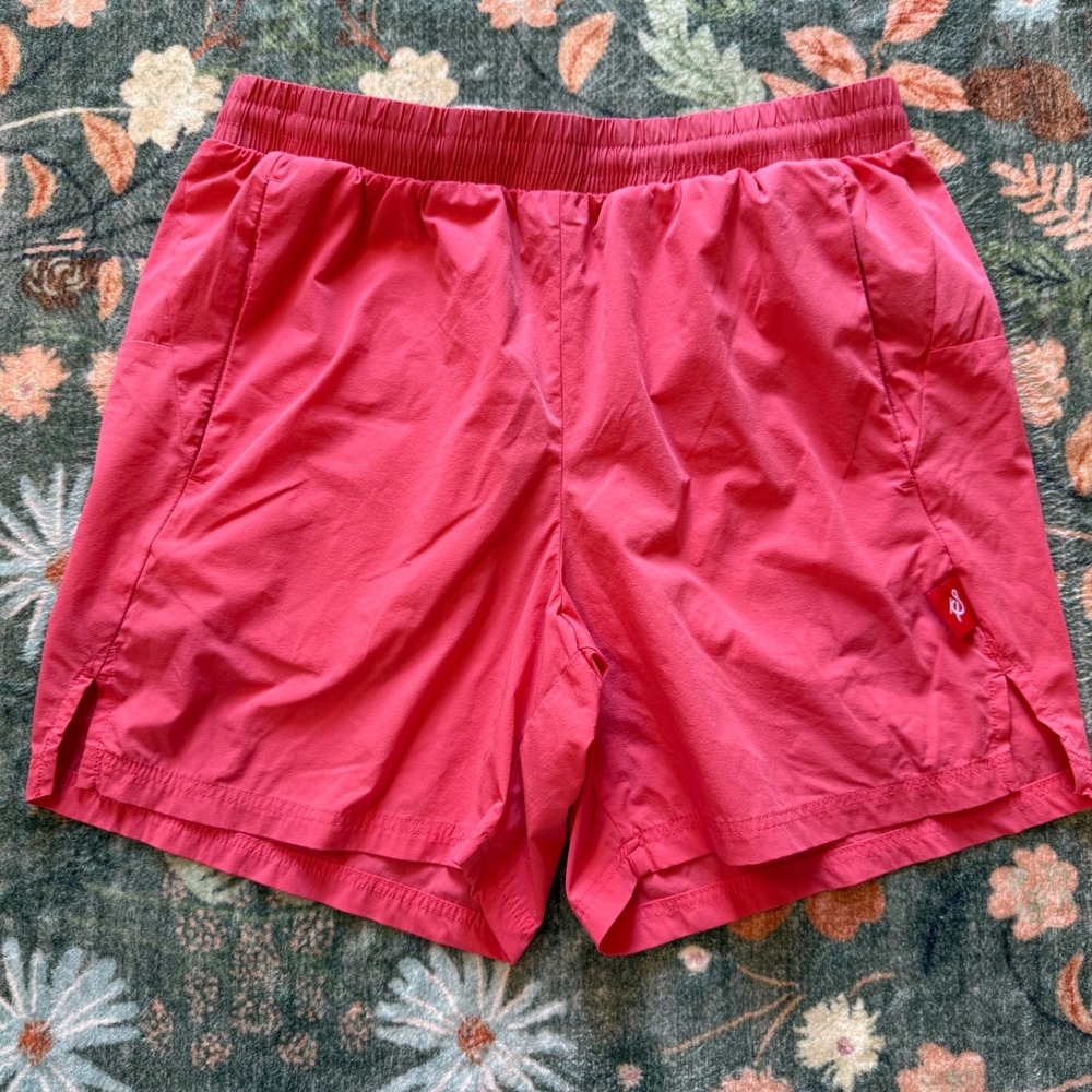 Staunch Tradition Mens Coral Pink Athletic Running Training Shorts XS Zip Pocket